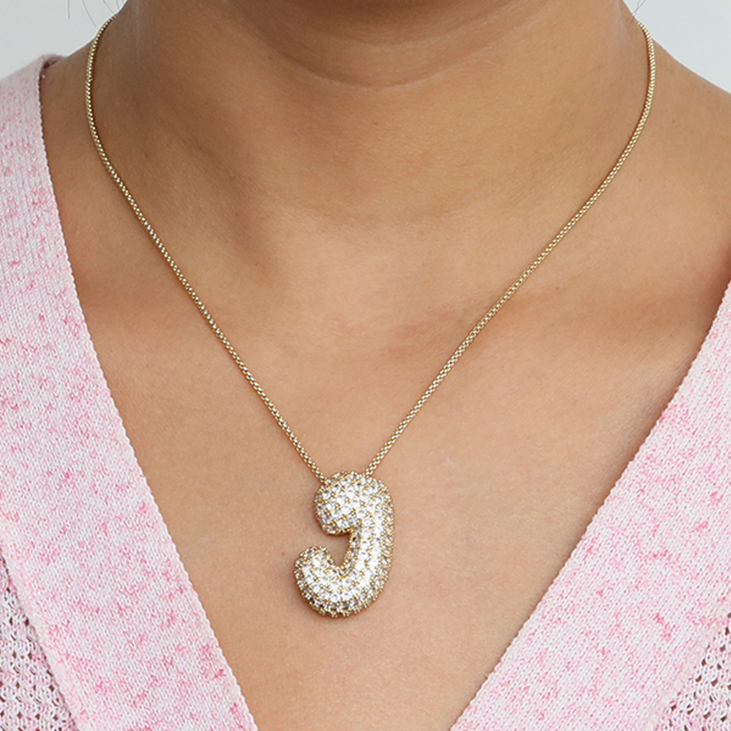 BowLift | Chunky Bubble Diamond Dazzle Initial Necklaces