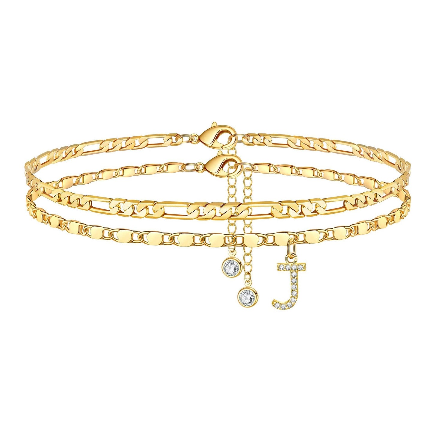 BowLift | 2pc 14k Diamond Letter Initial Anklet