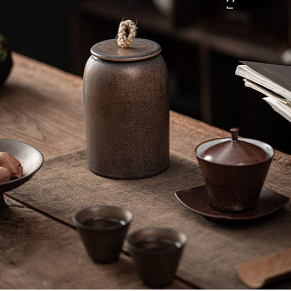 Japanese ceramic tea canisters, retro stoneware, airtight, ceramic Gong-Fu, for sweets, tea ceremony accessories