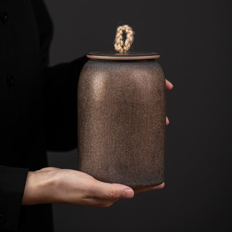 Japanese ceramic tea canisters, retro stoneware, airtight, ceramic Gong-Fu, for sweets, tea ceremony accessories