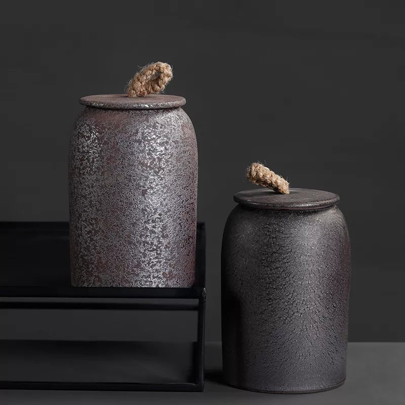 Japanese ceramic tea canisters, retro stoneware, airtight, ceramic Gong-Fu, for sweets, tea ceremony accessories