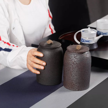 Japanese ceramic tea canisters, retro stoneware, airtight, ceramic Gong-Fu, for sweets, tea ceremony accessories