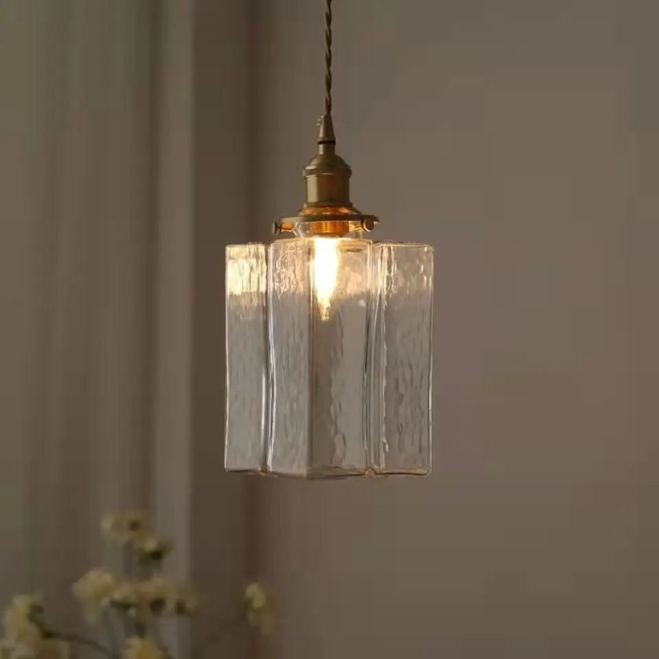 Vintage Glass Pendant Light - Rustic Hanging Lamp for Living Room & Dining Room | Bowlift