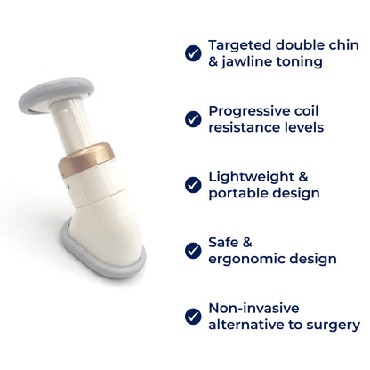 JawDefine | Neckline Slimmer – Double Chin Remover – Coil Resistance – Lightweight – Home Facial Exercise Bowlift