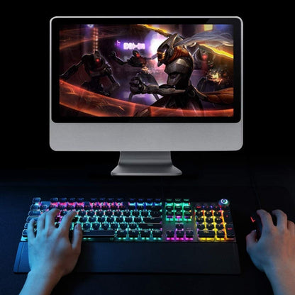 BowLift | AULA F2088 108 Keys Mixed Light Plating Punk Mechanical Brown Switch Wired USB Gaming Keyboard with Metal Key (Silver)