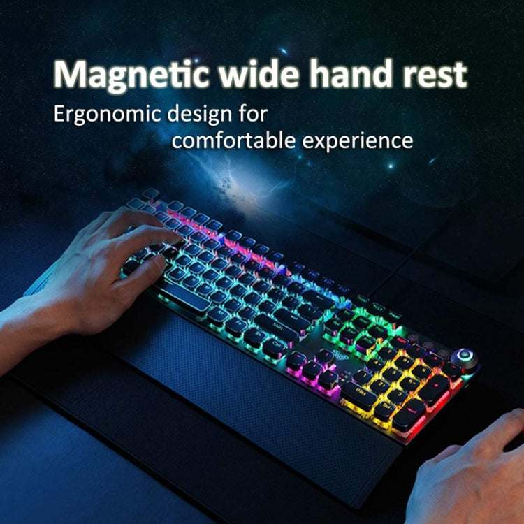 BowLift | AULA F2088 108 Keys Mixed Light Plating Punk Mechanical Brown Switch Wired USB Gaming Keyboard with Metal Key (Silver)