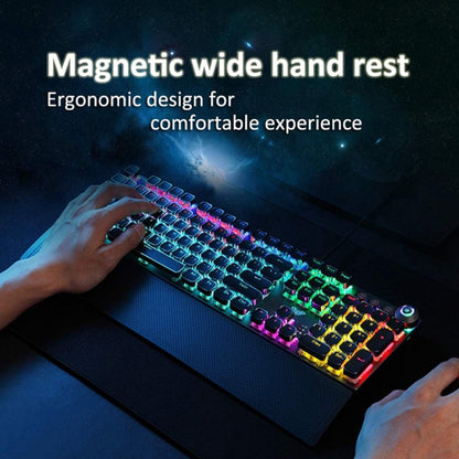 BowLift | AULA F2088 108 Keys Mixed Light Plating Punk Mechanical Brown Switch Wired USB Gaming Keyboard with Metal Key (Silver)