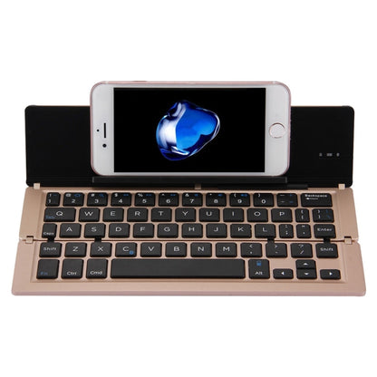 Skanto | F18 Ultra-slim Rechargeable Portable 58-Key Bluetooth Wireless Keyboard with Stand (Gold)