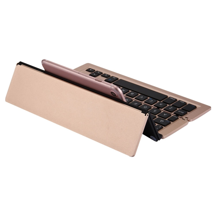 Skanto | F18 Ultra-slim Rechargeable Portable 58-Key Bluetooth Wireless Keyboard with Stand (Gold)