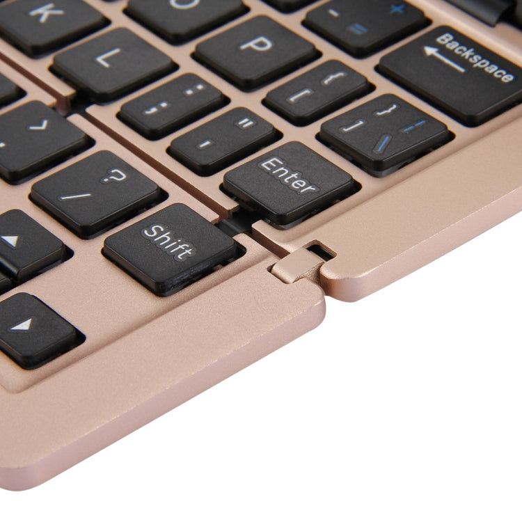 Skanto | F18 Ultra-slim Rechargeable Portable 58-Key Bluetooth Wireless Keyboard with Stand (Gold)