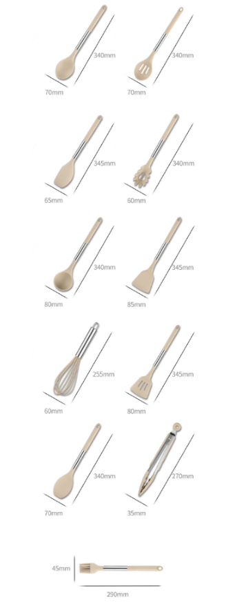 Skanto | Kitchen Utensil Set in Wood Look with Soft Silicone Tips