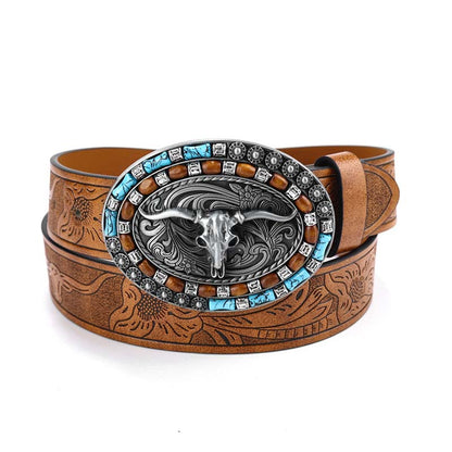BowLift | Retro Punk Embossed Western Denim Belt
