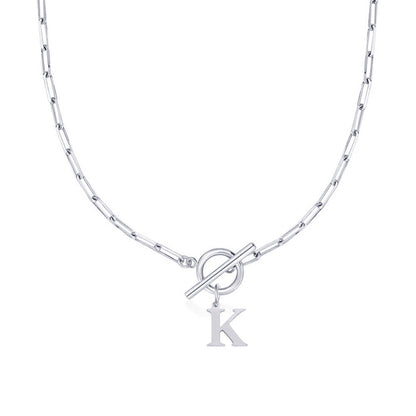 BowLift | Paperclip Letter Initial Circle Lock Clasp Necklace