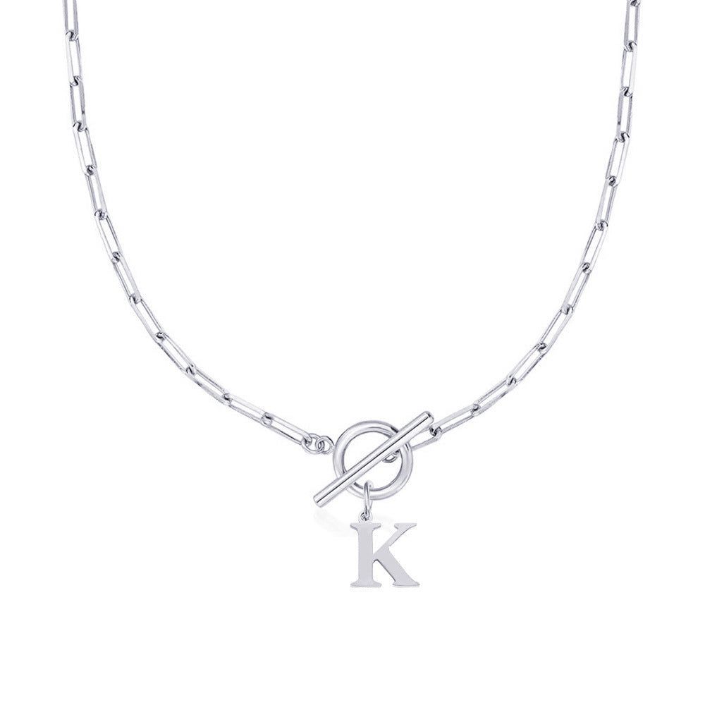 Karnz | Paperclip Initial Letter Circle Lock Necklace