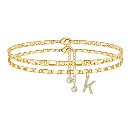BowLift | 2pc 14k Diamond Letter Initial Anklet