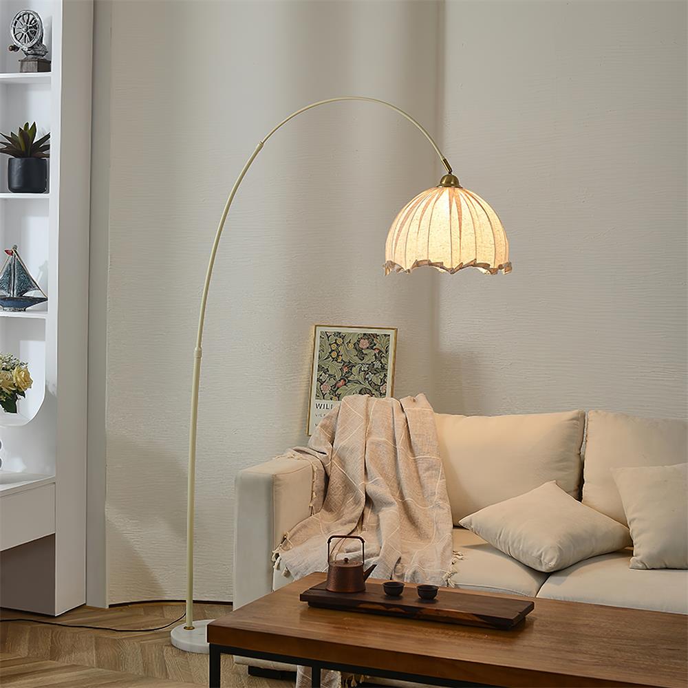 Kimala Arc Floor Lamp, Black Metal Base