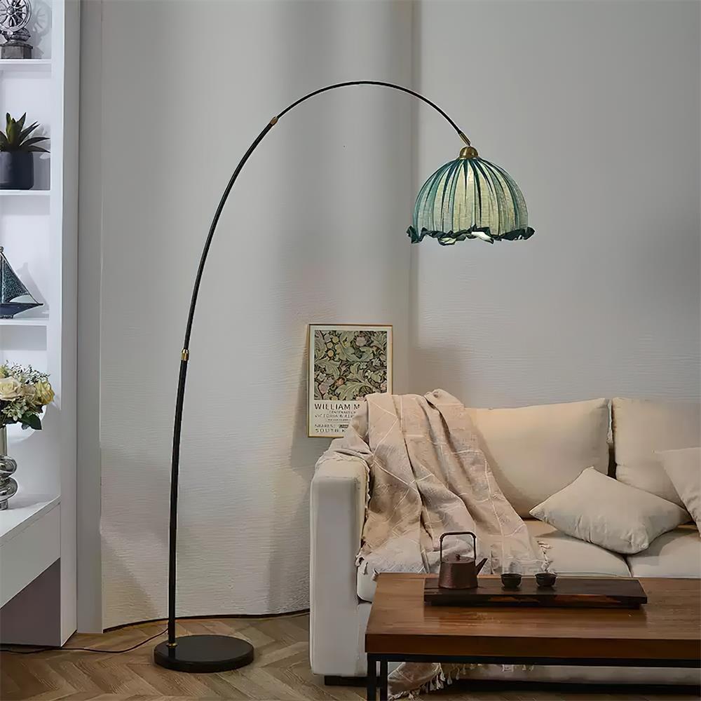 Kimala Arc Floor Lamp, Black Metal Base