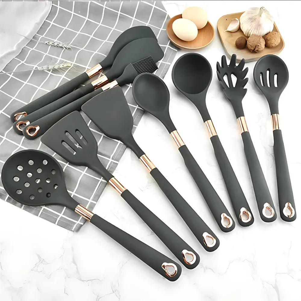 EliteCook - 12-piece gold-coated kitchen utensil set Bowlift