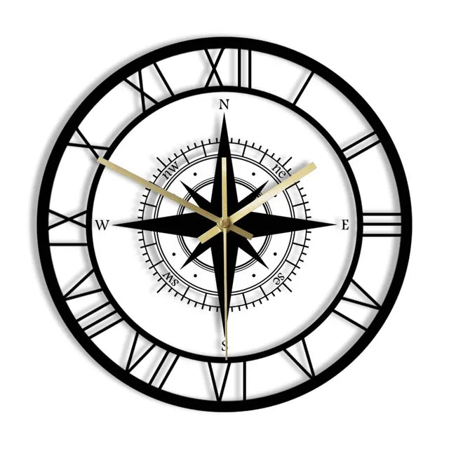 Directional Diagram - Nautical Compass Wall Clock