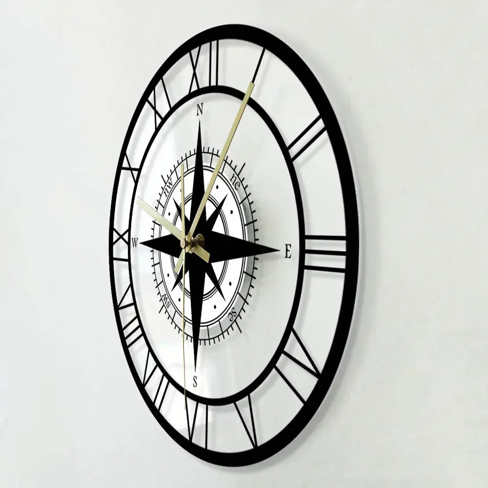 Directional Diagram - Nautical Compass Wall Clock