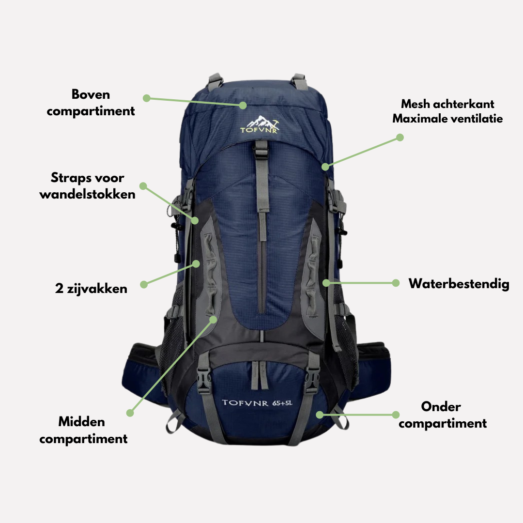 TrailBlazer Backpack – Robust 65L Waterproof Backpack Bowlift