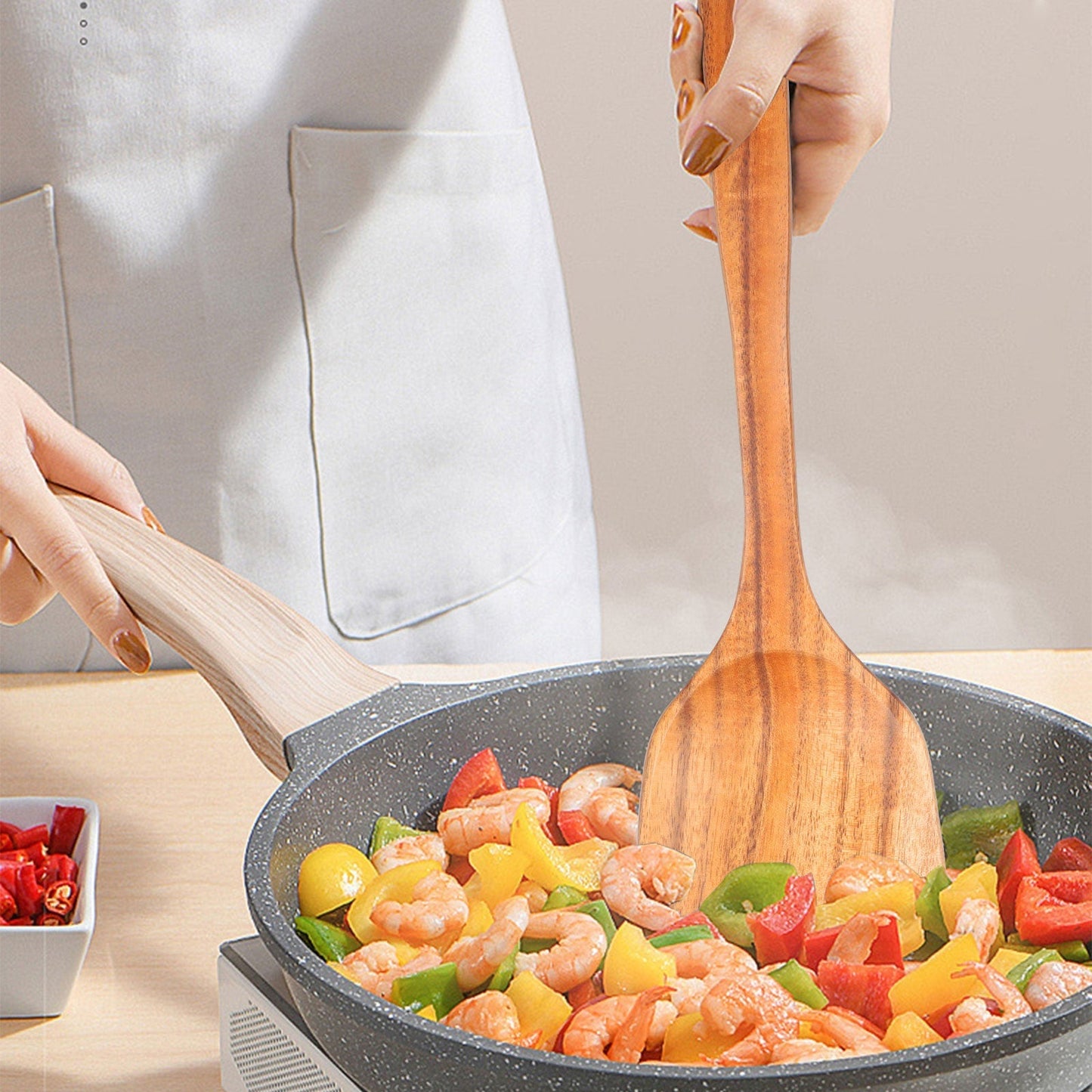 Skanto | Elegant Organic Teak Kitchen Utensil Collection for Every Chef - Non-Scratch & Easy to Clean