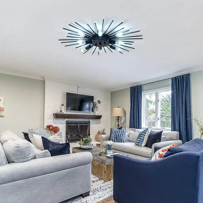 Ceiling Light Industrial Metal 27.6 in Indoor Living Room Dining Area Fixture Multi Bulb | Kalsten