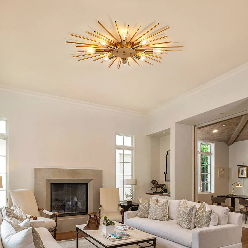 Ceiling Light Industrial Metal 27.6 in Indoor Living Room Dining Area Fixture Multi Bulb | Kalsten