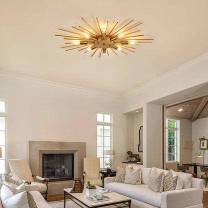 Ceiling Light Industrial Metal 27.6 in Indoor Living Room Dining Area Fixture Multi Bulb | Kalsten