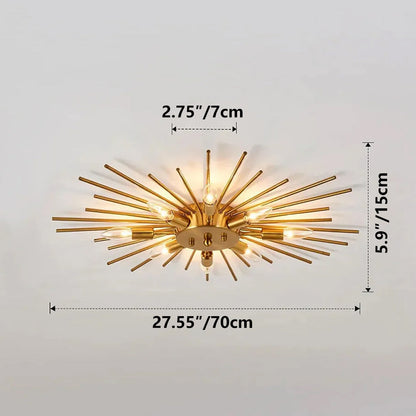 Ceiling Light Industrial Metal 27.6 in Indoor Living Room Dining Area Fixture Multi Bulb | Kalsten