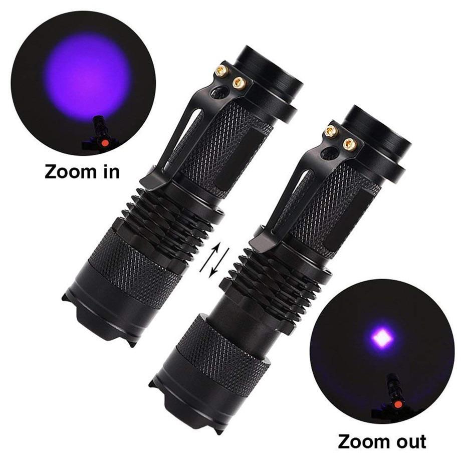 BowLift | LED UV Flashlight Ultraviolet Torch With Zoom Function Mini UV Black Light Pet Urine Stains Detector Scorpion Hunting