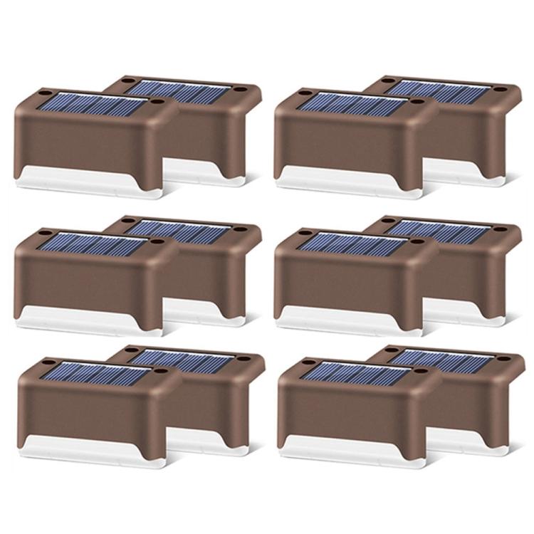 Brehn | 12 PCS Solar Powered LED Outdoor Step Light IP65 waterproof Garden Lamp, warm white light (Brown)