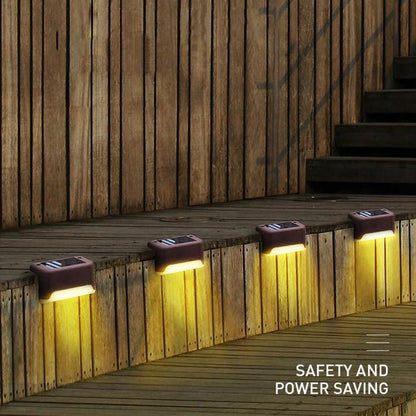 Brehn | 12 PCS Solar Powered LED Outdoor Step Light IP65 waterproof Garden Lamp, warm white light (Brown)