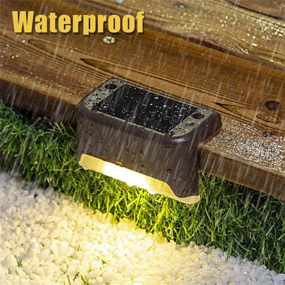 BowLift | 12 PCS Solar Powered LED Outdoor Step Light IP65 Waterproof Garden Lamp, Warm White Light (Brown)