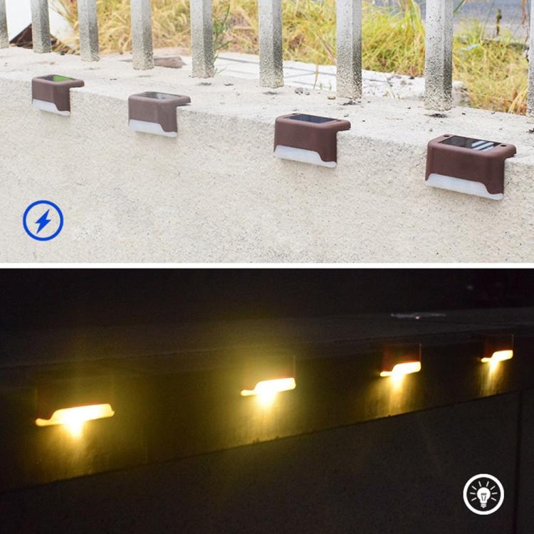 Brehn | 12 PCS Solar Powered LED Outdoor Step Light IP65 waterproof Garden Lamp, warm white light (Brown)