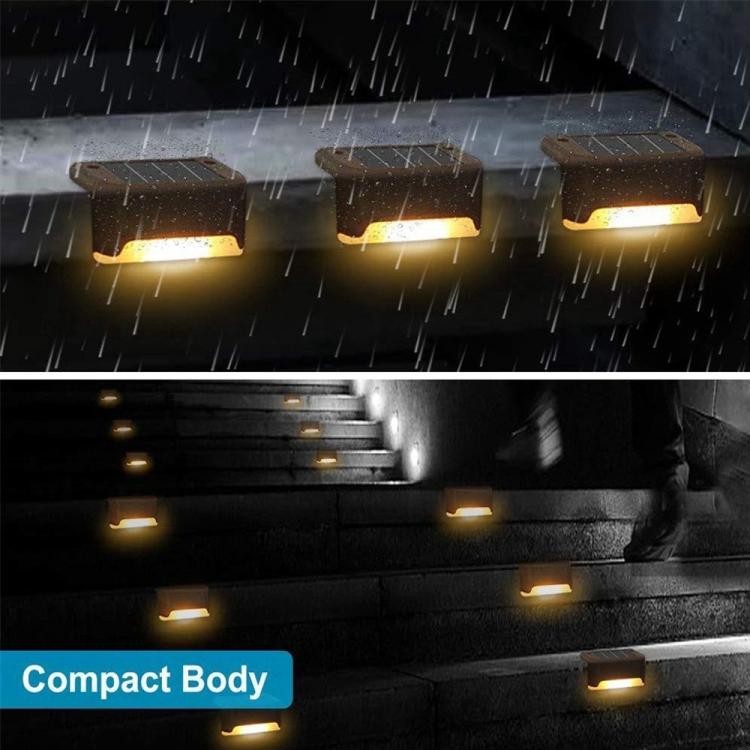 Brehn | 12 PCS Solar Powered LED Outdoor Step Light IP65 waterproof Garden Lamp, warm white light (Brown)