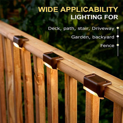 Brehn | 12 PCS Solar Powered LED Outdoor Step Light IP65 waterproof Garden Lamp, warm white light (Brown)