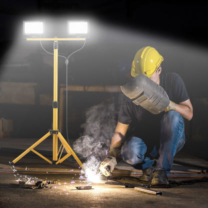 LED Construction Spotlight 2 x 50W/100W/200W with Adjustable Tripod | Karnz