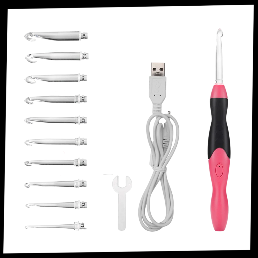 Ergonomic LED Crochet Hook Set