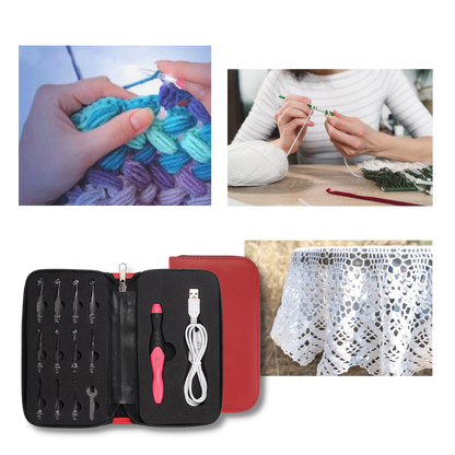 Ergonomic LED Crochet Hook Set
