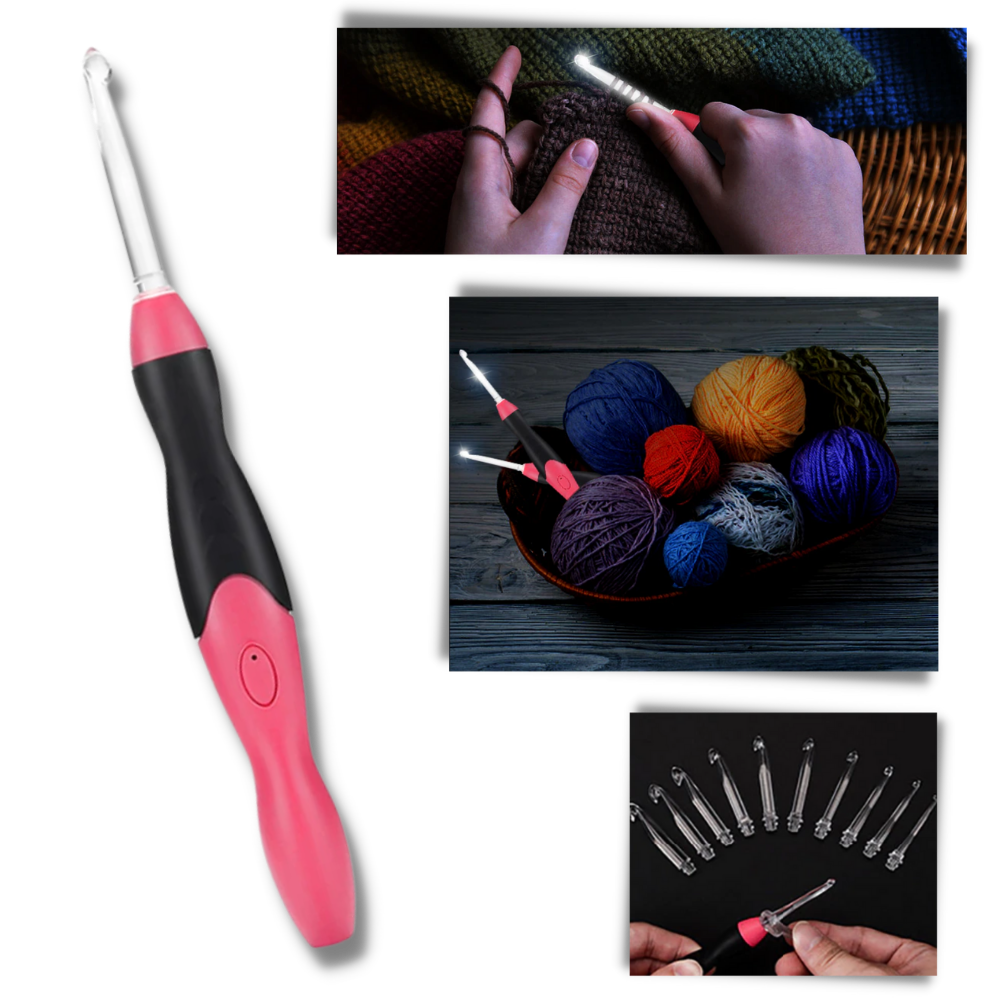 Ergonomic LED Crochet Hook Set