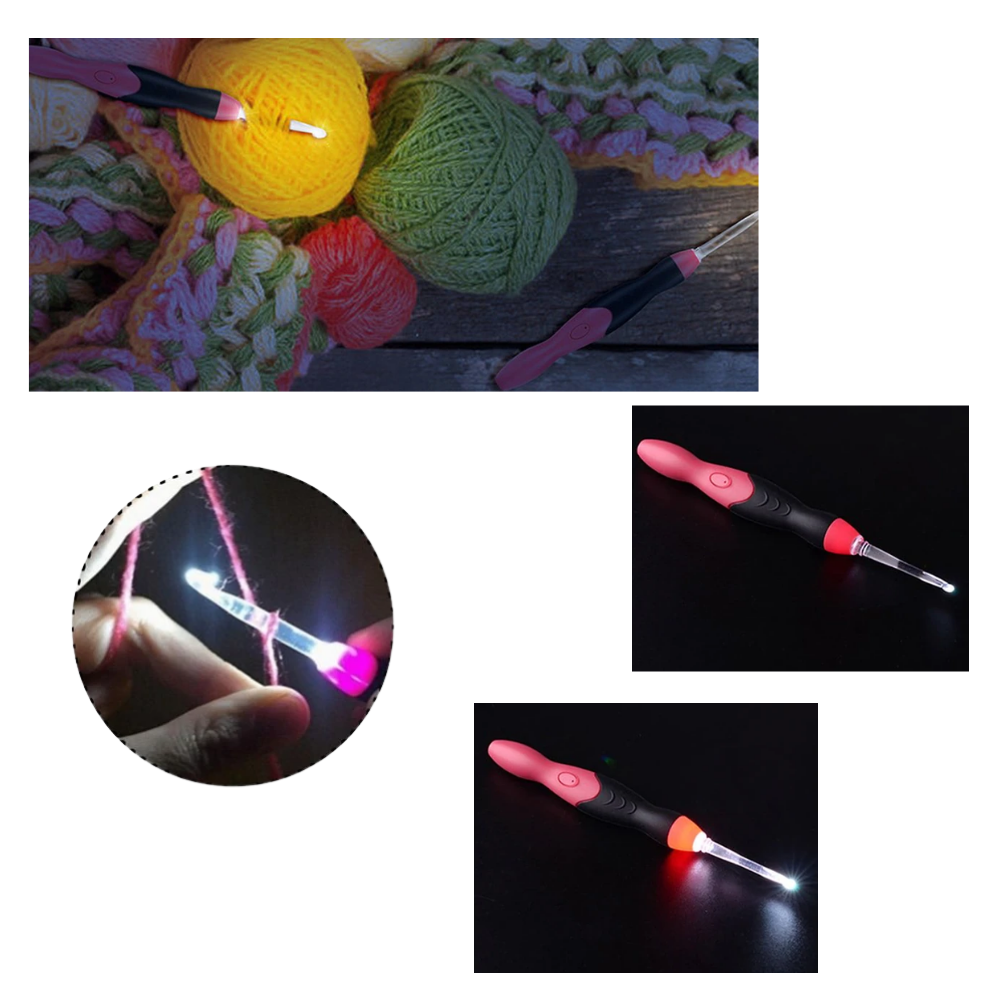 Ergonomic LED Crochet Hook Set