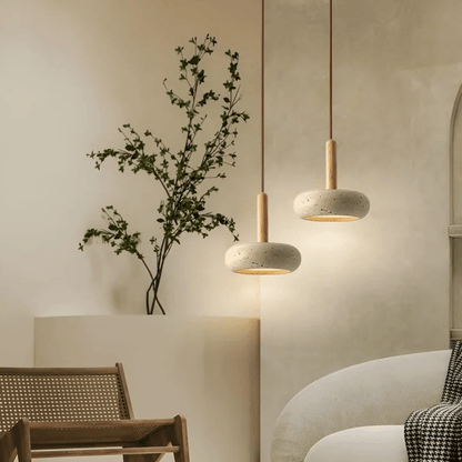 Frendorf | LED Retro Ceiling Light made of wood & stone for a calming atmosphere
