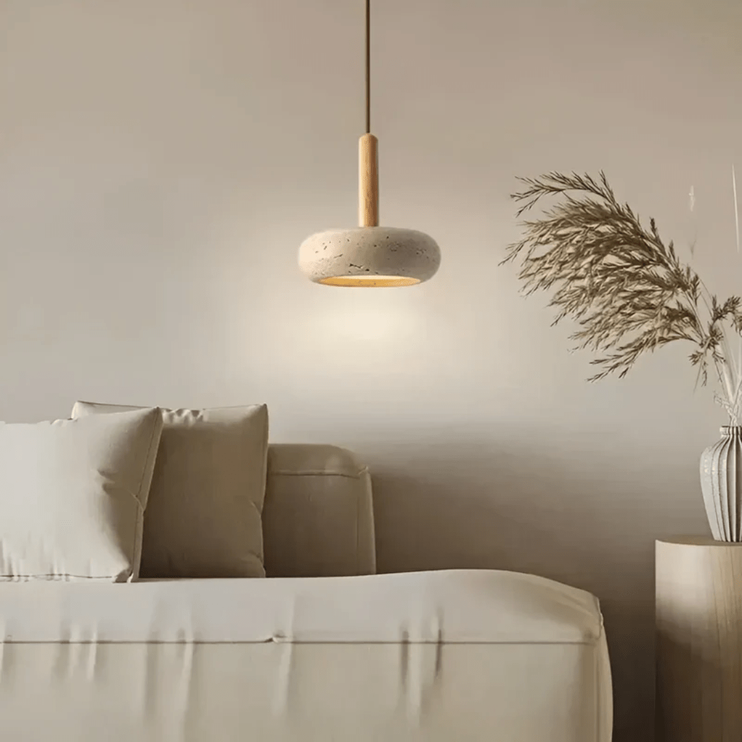 Frendorf | LED Retro Ceiling Light made of wood & stone for a calming atmosphere