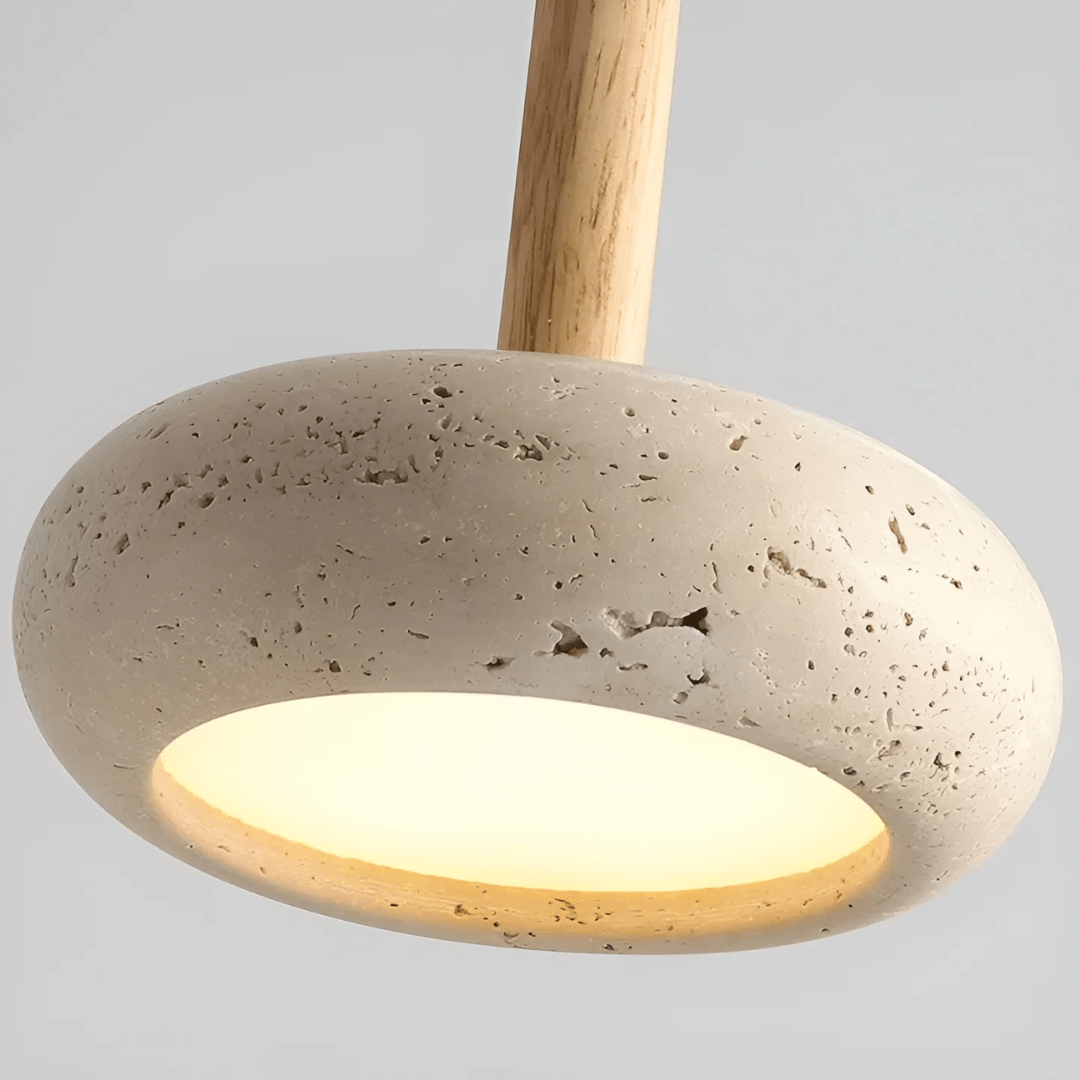 Frendorf | LED Retro Ceiling Light made of wood & stone for a calming atmosphere