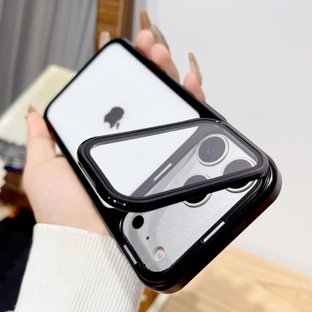 Ultrathin iPhone 17 case with foldable camera stand and glass protection