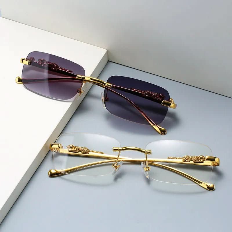 BowLift | Rimless sunglasses with leopard head design and UV400 protection