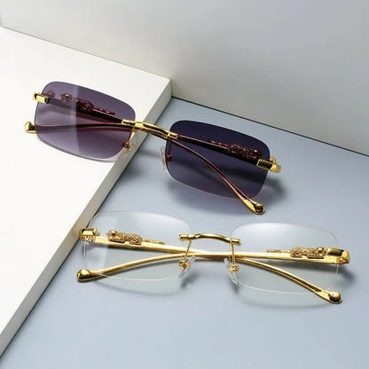BowLift | Rimless sunglasses with leopard head design and UV400 protection