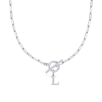BowLift | Paperclip Letter Initial Circle Lock Clasp Necklace