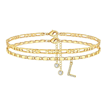 BowLift | 2pc 14k Diamond Letter Initial Anklet